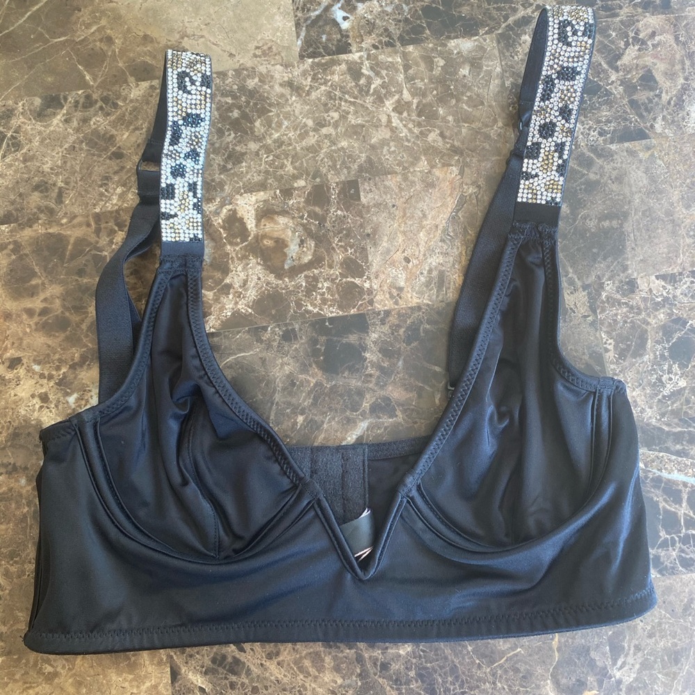 Animal print rhinestone unlined bralette